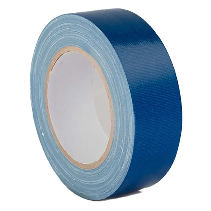 Dalsys Gewebeband 25m x 3,8cm Abdeckband Transparent für Innen und Außen -  - Eine Rolle blaues Gewebeband mit strukturierter Oberfläche und sichtbarem Kern.