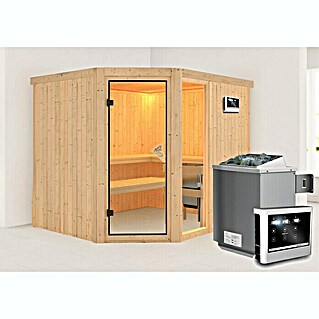 Karibu Elementsauna Fiona (Mit 9 kW Ofen mit externer Steuerung, Ohne Dachkranz, L x B x H: 231 x 196 x 192 cm)