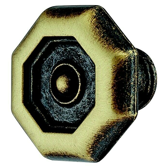 Möbelknopf (Ø x H: 33 x 21 mm, Zinkdruckguss, Braun, Durchmesser Rosette: 14 mm)
