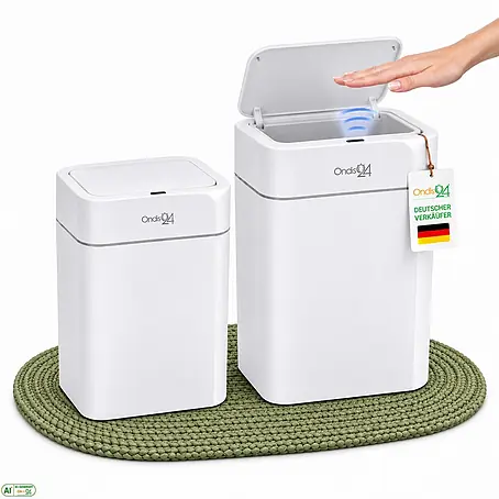 Ondis24 Sensormülleimer Set 12&16L Weiß, Kunststoff