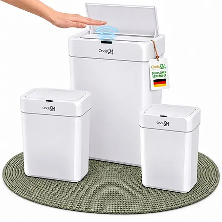 Ondis24 Sensormülleimer Set 12&16&50L Weiß, Kunststoff