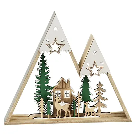 Dekoelement Holzbäume mit Hirsch