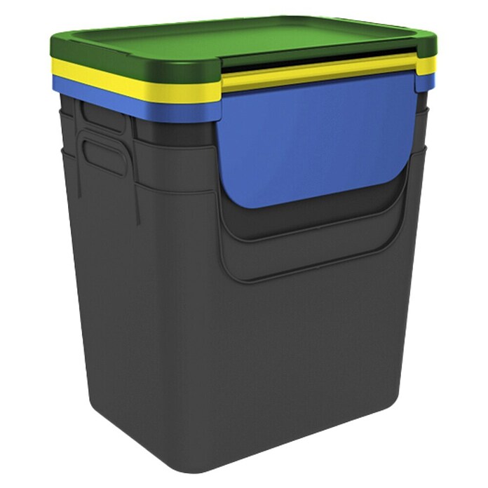 Rotho Mülltrennsystem 3er Set Jive (Gesamt Fassungsvermögen: 30 l, Kunststoff, Grün/Gelb/Blau) | BAUHAUS