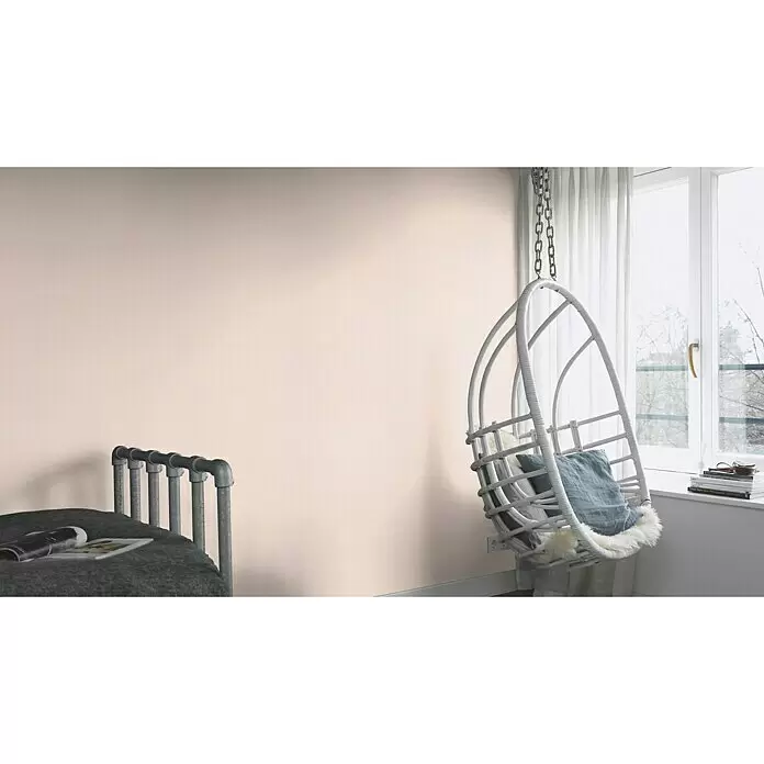 Rasch Vliestapete - Beige/Creme, Uni, 10,05 x 0,53 m, Gewebestruktur - Stimmungsaufnahme