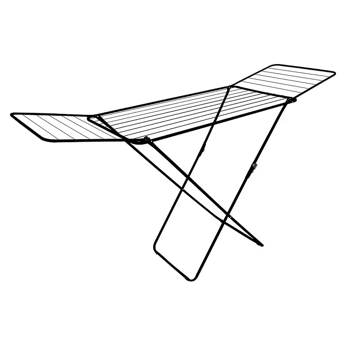 Stand-Wäscheständer Kolibri - L x B x H: 180 x 55 x 93 cm, Länge Wäscheleine: 18 m, Schwarz - Schwarzer Metall-Wäscheständer mit zwei klappbaren Flügeln und X-förmigen Stützbeinen.