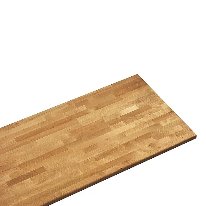 Exclusivholz Encimera - Roble, 400 x 80 x 3,8 cm - Una encimera de madera de color claro con una textura de madera visible, ideal para cocinas o talleres. La madera tiene un aspecto cálido y acogedor.