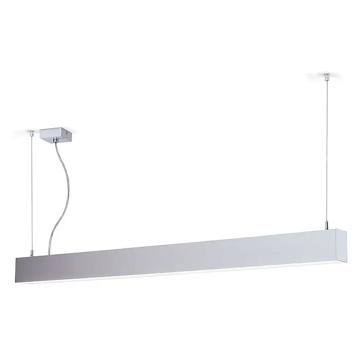 Orion Leuchten Pendelleuchte Balken Silber Kaltweiß 30 W -  - Rechteckige, silberne Hängeleuchte linear von der Decke abgehängt.