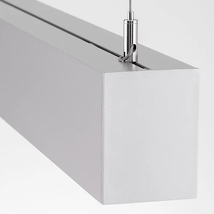 Orion Leuchten Pendelleuchte Balken Silber Warmweiß 30 W -  - Silbergraue lineare Pendelleuchte mit Drahtseilaufhängung.
