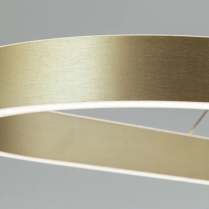 Orion Leuchten Pendelleuchte Lift Gold -  - Goldfarbene, texturierte, gebogene LED-Leuchte mit beleuchteter Kante.