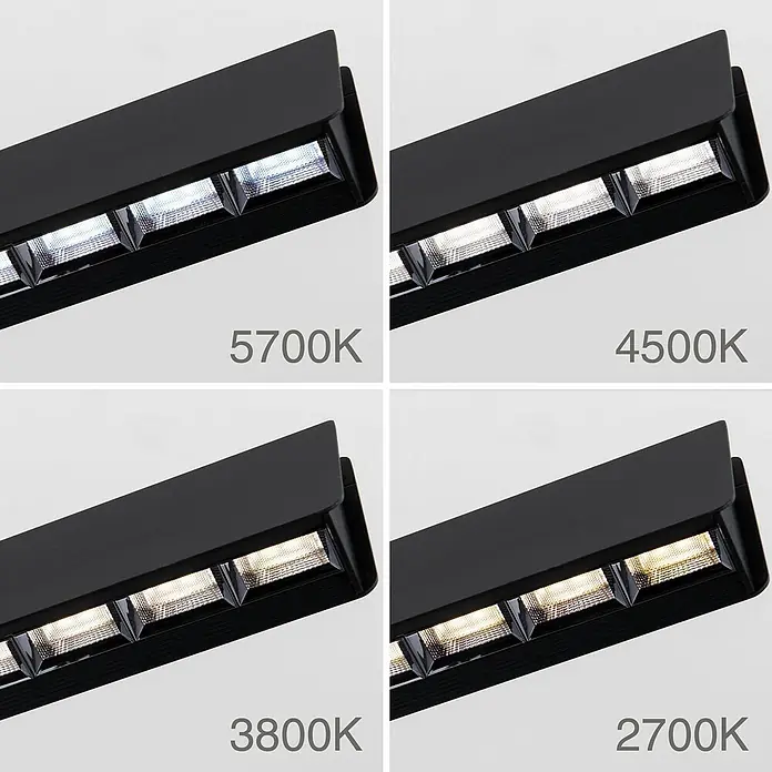 Orion Leuchten Pendelleuchte Tara Schwarz -  - Schwarze lineare LED-Leuchte zeigt Farbtemperaturen von kaltweiß (5700K) bis warmweiß (2700K).