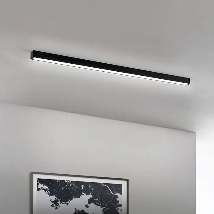 Orion Leuchten Pendelleuchte Balken Schwarz Mehrfarbig 35 W -  - Schwarze lineare LED-Deckenleuchte.