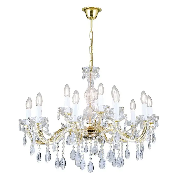 Orion Leuchten Kronleuchter Theresa Ø 70 cm -  - Eleganter goldener Kristallleuchter mit mehreren Kerzenlichtern.