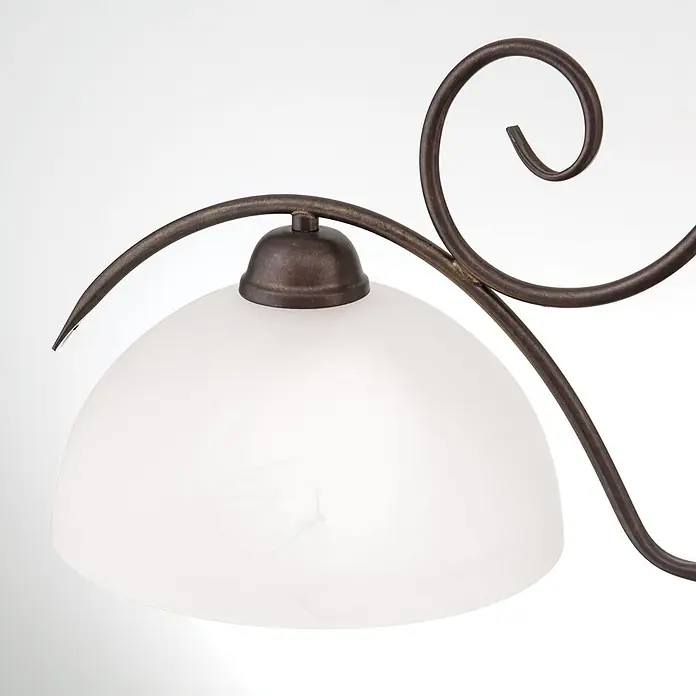 Orion Leuchten Hängeleuchte Alabast Ø 25 cm -  - Lichtleuchte mit matter weißer Glasschirmkuppel und dunklem Bronze-Metallzierwerk.