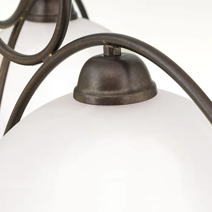 Orion Leuchten Hängeleuchte Alabast Ø 68 cm -  - Dunkelbronze Leuchte mit geschwungenen Armen und mattweißen Glasschirmen.