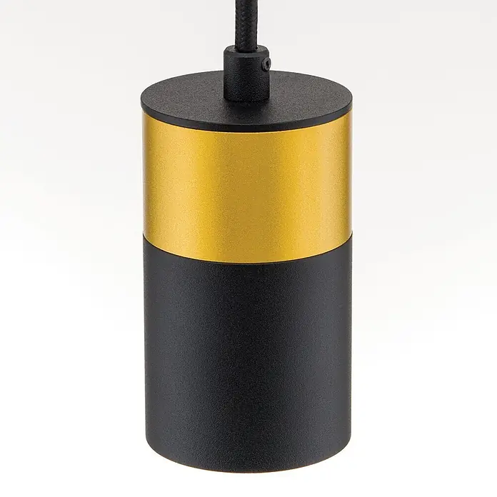 Orion Leuchten Pendelleuchte Martini H 9.5 cm -  - Zweifarbiger zylindrischer Pendelleuchtenkörper mit mattem schwarzem Boden und goldener Oberseite, mit schwarzem Textilkabel.