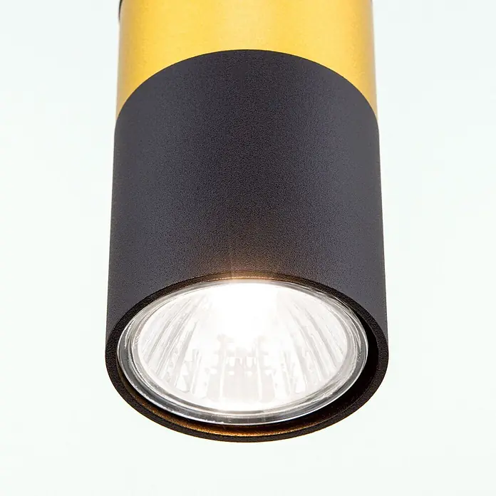 Orion Leuchten Pendelleuchte Martini H 9.5 cm -  - Zylindrische schwarz-goldene Leuchte mit leuchtender Glühbirne.