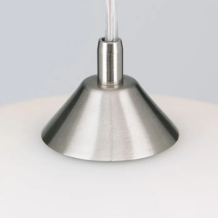 Orion Leuchten Hängelleuchte Grados Silber H 14.5 cm -  - Gebürstete Metall-Leuchte mit transparentem Kabel und weißem Diffusor.