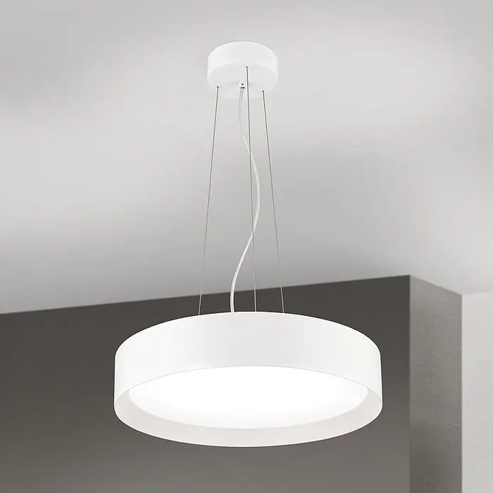 Orion Leuchten Pendelleuchte Vario Ø 40 cm -  - Weiße runde Pendelleuchte, von der Decke abgehängt.