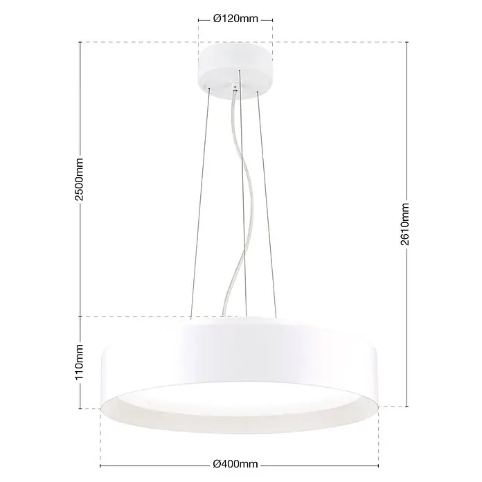 Orion Leuchten Pendelleuchte Vario Ø 40 cm -  - Weiße, runde LED-Pendelleuchte. Minimalistisches Design mit integrierter Lichtquelle und Aufhängung.