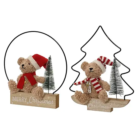 Figura decorativa navideña Osito con Aro/Árbol