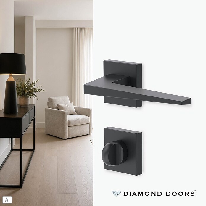 Diamond Doors WC-Türgarnitur (Türstärke: 40 - 45 mm, Schlitzkopf/Olive SK/OL, Anthrazit)