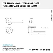 Diamond Doors WC-Türgarnitur (Türstärke: 40 - 45 mm, Schlitzkopf/Olive SK/OL, Anthrazit)