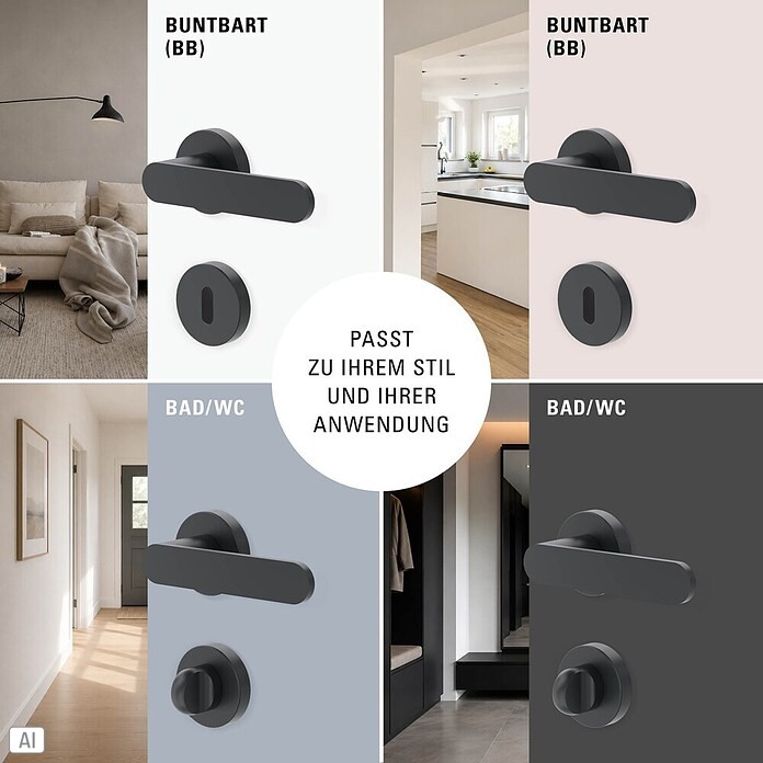 Diamond Doors WC-Türgarnitur (Türstärke: 40 - 45 mm, Schlitzkopf/Olive SK/OL, Anthrazit)
