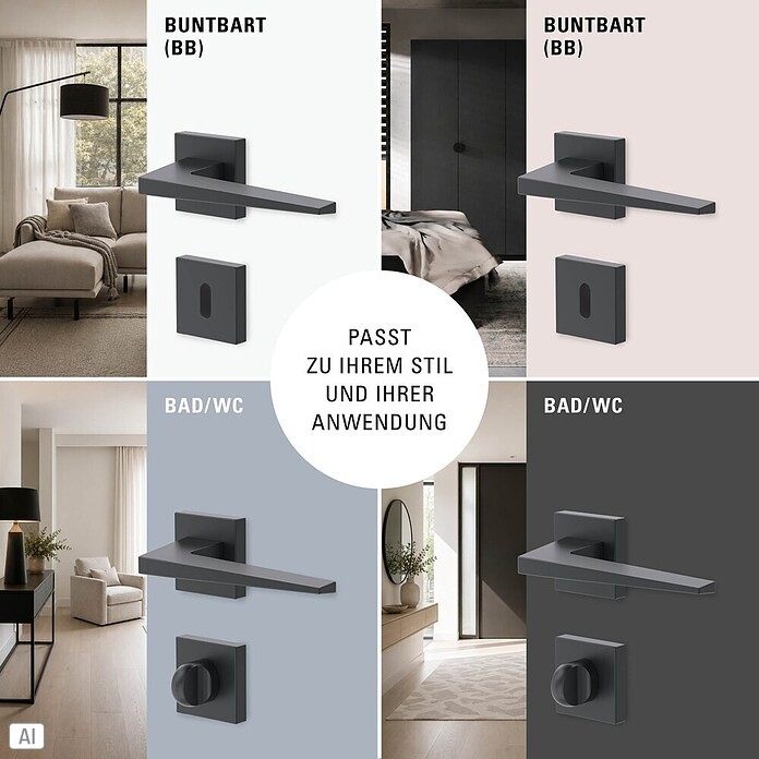 Diamond Doors WC-Türgarnitur (Türstärke: 40 - 45 mm, Schlitzkopf/Olive SK/OL, Anthrazit)