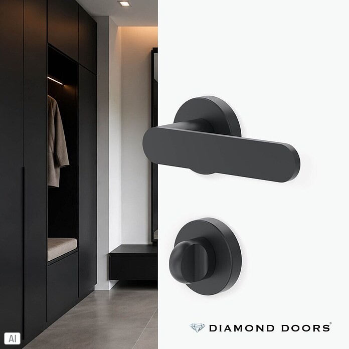Diamond Doors WC-Türgarnitur (Türstärke: 40 - 45 mm, Schlitzkopf/Olive SK/OL, Anthrazit)