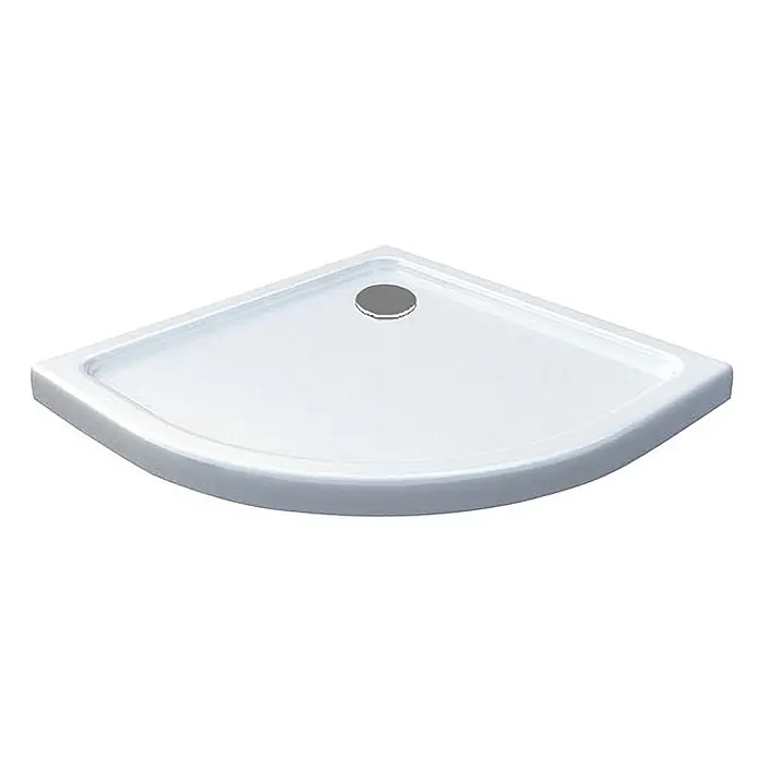 Glasdeals Duschtasse 50 mm Sanitäracryl 90 x 90 cm Viertelkreis - 3908 -  - Weiße Viertelkreis-Duschwanne mit mittigem Ablauf.