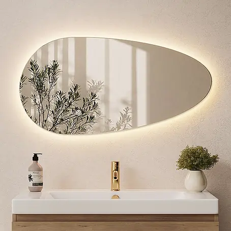 LOMAZOO LED-Badspiegel Adana asymmetrisch 80 x 40,6 cm