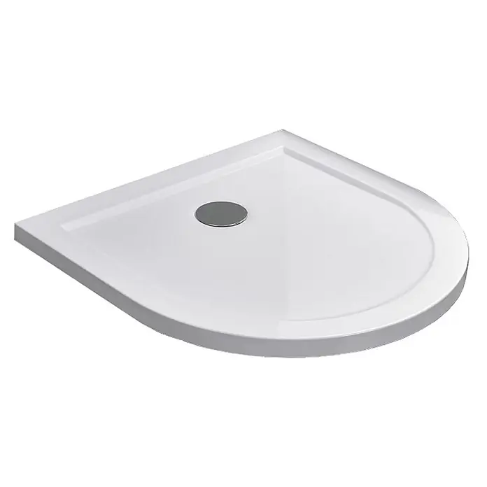 Glasdeals Duschtasse Solus Halbkreis 80 x 80 cm 50 mm - 3930 -  - Weiße Viertelkreis-Duschwanne mit mittigem Chromablauf.