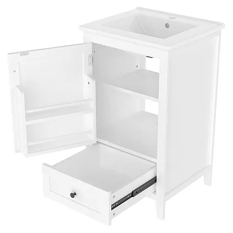 SONNENH Badmöbel-Set mit Türablagen und Schublade, weiß, 51 cm