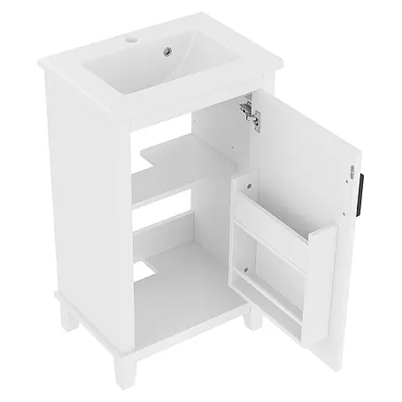 SONNENH Badmöbel-Set mit Keramikbecken und einer Tür, weiß, 51 cm
