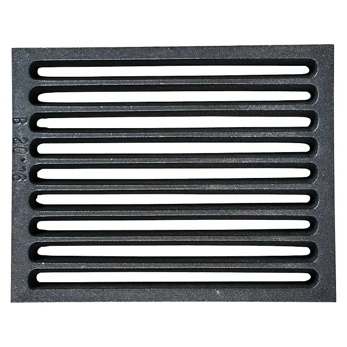 Gussrost22 x 30 cm, Anthrazit - Gusseisenrost mit horizontalen Schlitzen, robust und langlebig, ideal für den Einsatz im Freien und zur Entwässerung.