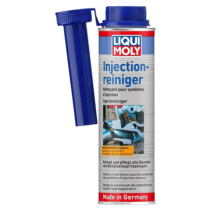 Liqui Moly Kraftstoff-Additiv Injektionreiniger - 300 ml - Rote, blaue und graue LIQUI MOLY Injection-Reiniger Dose mit blauem Trichter. Hergestellt in Deutschland für Benzineinspritzanlagen.