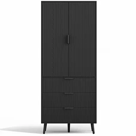 SONNENH Mehrzweckschrank 75 x 35 x 180 cm, Schwarz