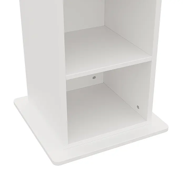 SONNENH Dreh-Spiegelschrank 45 x 45 x 168 cm, Weiß -  - Weißes modulares Regalunterteil mit zwei offenen Fächern und sichtbaren Beschlägen.
