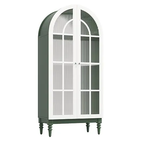 SONNENH Vitrine 76 x 38,5 x 165 cm, Dunkelgrün/Weiß