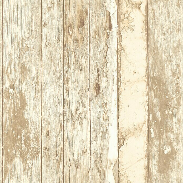 Papel pintado Tablilla madera  (Marrón, Decoración: Estilo madera, 10,05 x 0,53 m)