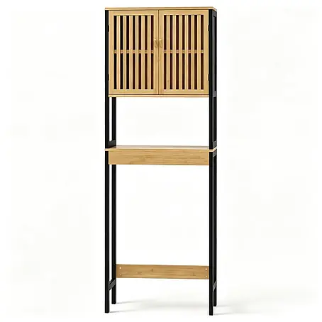 SONNENH WC-Schrank 60 x 21,5 x 172 cm, Natur/Schwarz