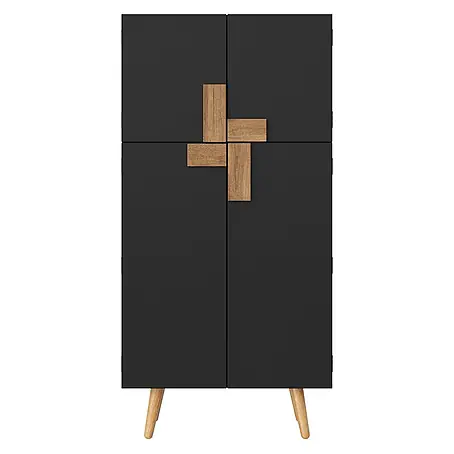 SONNENH Mehrzweckschrank 60 x 35 x 120 cm, Schwarz