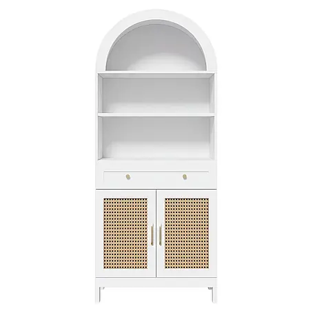 SONNENH Mehrzweckschrank 70 x 40 x 170 cm, Weiß/Natur
