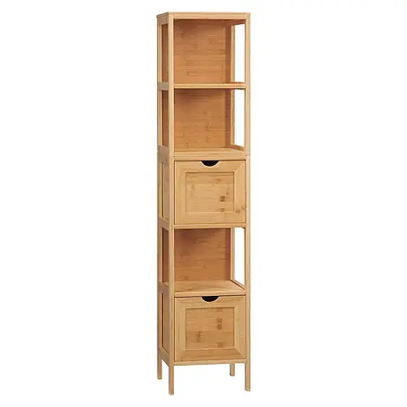 SONNENH Bambus-Mehrzweckschrank 30 x 30 x 140 cm, Naturfarbenes Bambus