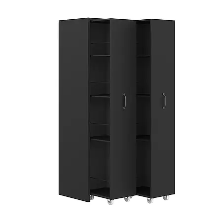 SONNENH Rollregal 51,5 x 41 x 158 cm, 4 Ebenen, Schwarz