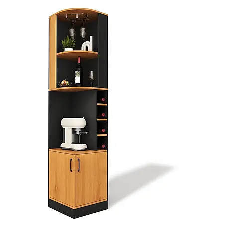 SONNENH Eck-Weinschrank 40 x 40 x 182 cm, Schwarz