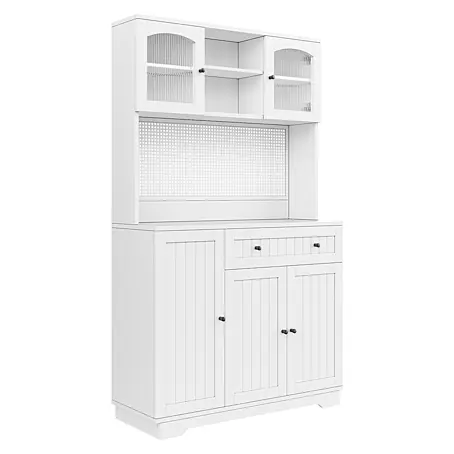 SONNENH Buffetschrank 103,5 x 40 x 180 cm, 10 Fächer, Weiß