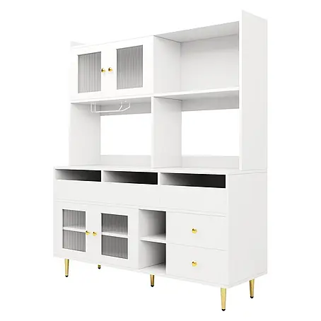 SONNENH Buffetschrank 145 x 39 x 171 cm, 10 Fächer, Weiß
