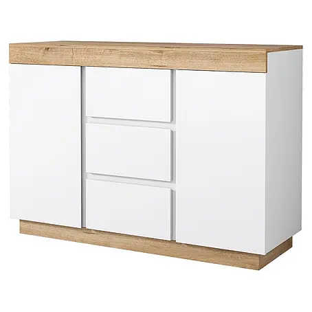 SONNENH Kommode 120,5 x 40,2 x 82,5 cm, Weiß/Eiche