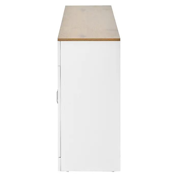 SONNENH Sideboard 120 x 35 x 80,5 cm, Weiß -  - Weißer Aufbewahrungsschrank mit heller Holzoptik-Oberplatte.